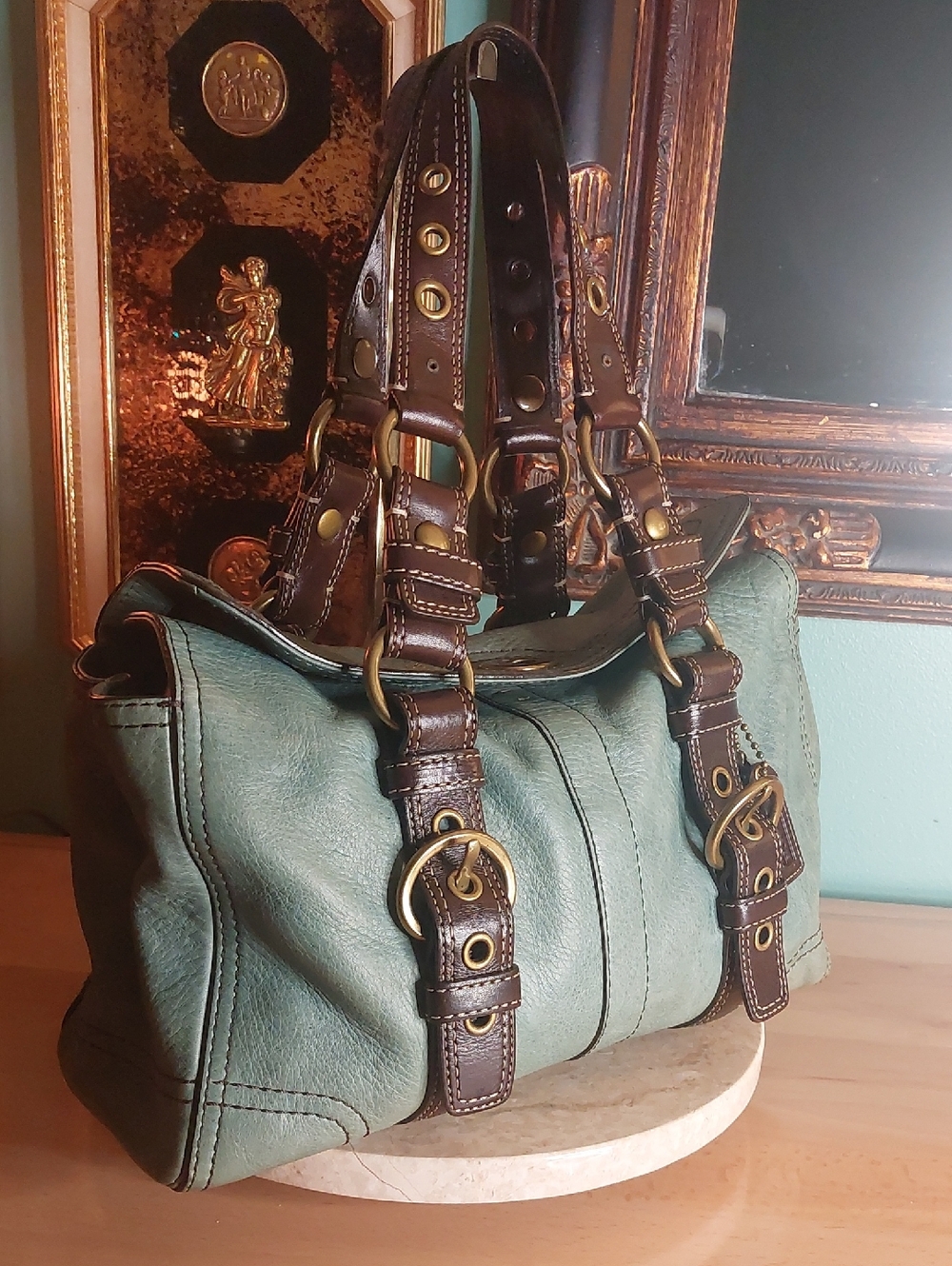 Coach Chelsea 1941 rare Mineral Pond Color With Dark Brown Trim 10963 - Picture 15 of 15